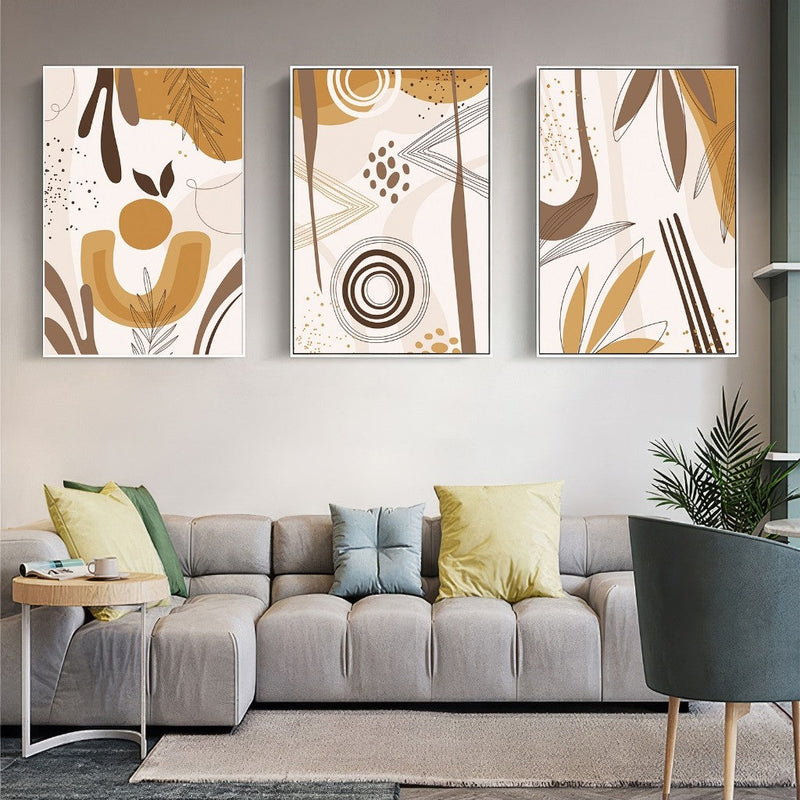 3-Pirasong Art Set Dekorasyong Sining sa Sala Abstract na Estilo