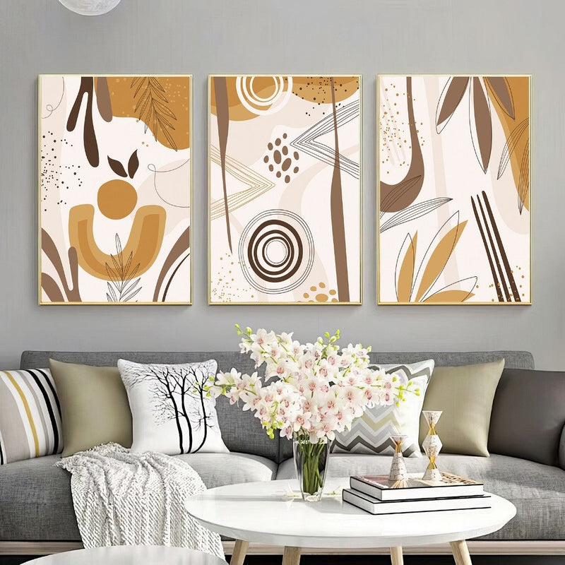 3-Pirasong Art Set Dekorasyong Sining sa Sala Abstract na Estilo