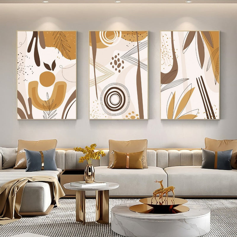 3-Pirasong Art Set Dekorasyong Sining sa Sala Abstract na Estilo