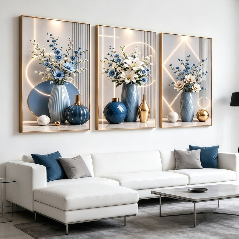 3 pirasong Aesthetic Minimalist Wall Decor Floral Art para sa Living Room Team Kahoy Home Decoration