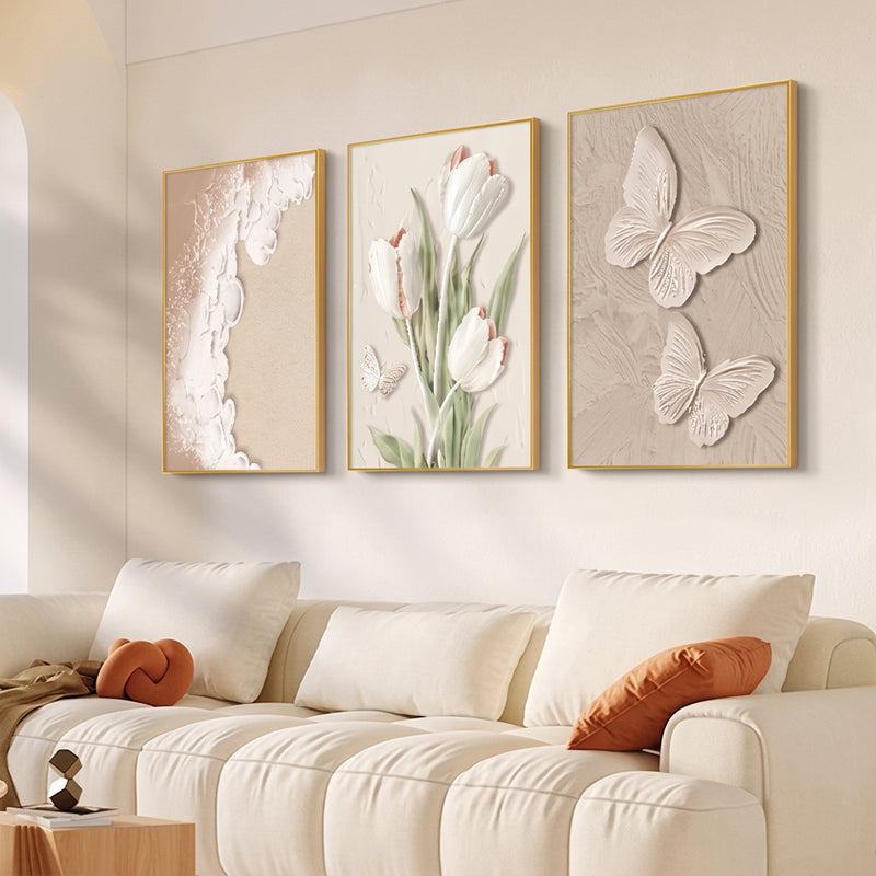 3 pirasong Nordic Minimalist Flower Frame Wall Decor Palamuti sa Dingding ng Sala Printing Decoration