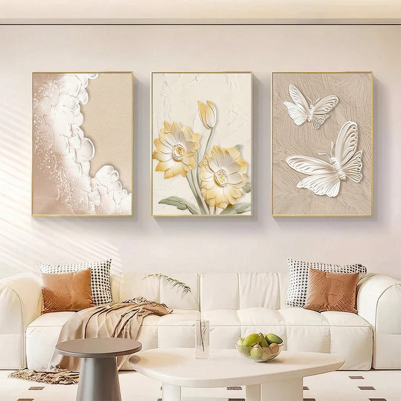 3 pirasong Nordic Minimalist Flower Frame Wall Decor Palamuti sa Dingding ng Sala Printing Decoration