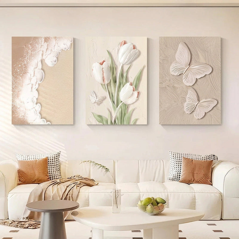 3 pirasong Nordic Minimalist Flower Frame Wall Decor Palamuti sa Dingding ng Sala Printing Decoration