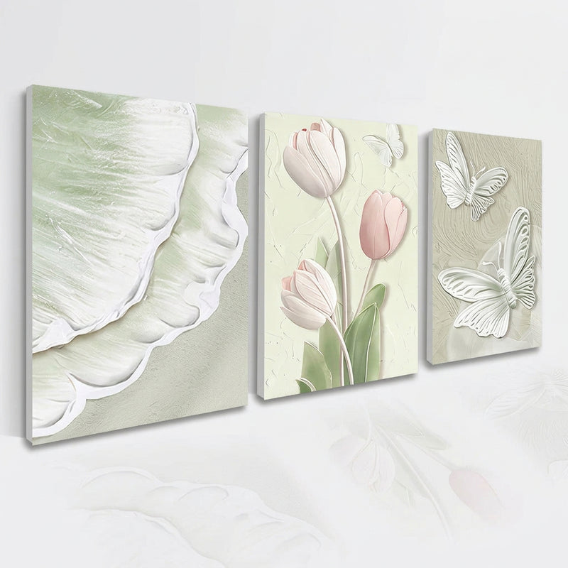 3 pirasong Nordic Minimalist Flower Frame Wall Decor Palamuti sa Dingding ng Sala Printing Decoration