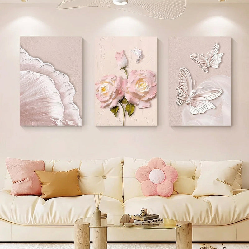 3 pirasong Nordic Minimalist Flower Frame Wall Decor Palamuti sa Dingding ng Sala Printing Decoration