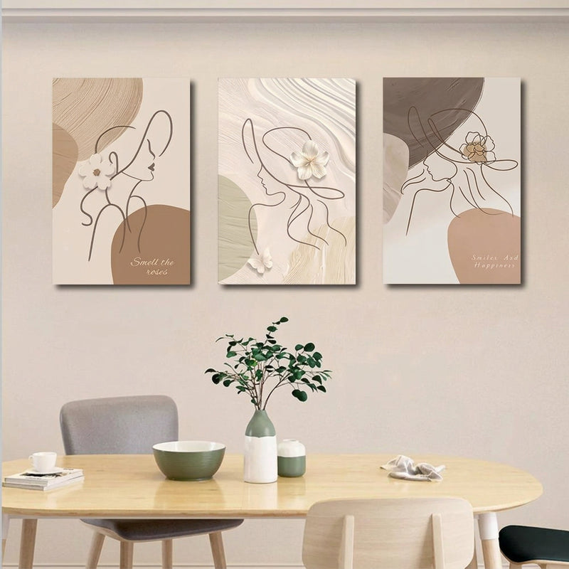 3PCS Bulaklak na Sining Simpleng INS Dekorasyon sa Pader Pintura Walang Frame na Palamuti Masining na Dekorasyon sa Pader