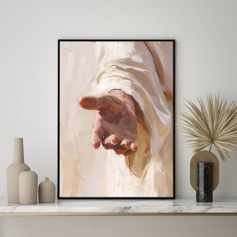 Marangyang Mural na Larawan ni Kristong Hesus, Naka-frame na Cross Wall Art, Modernong Dekorasyon sa Pader para sa Sala