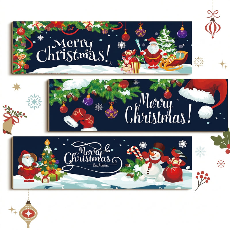 Christmas Sign Happy New Year Wall Decor Design Wooden Banner Wall Decoration Year Decorations