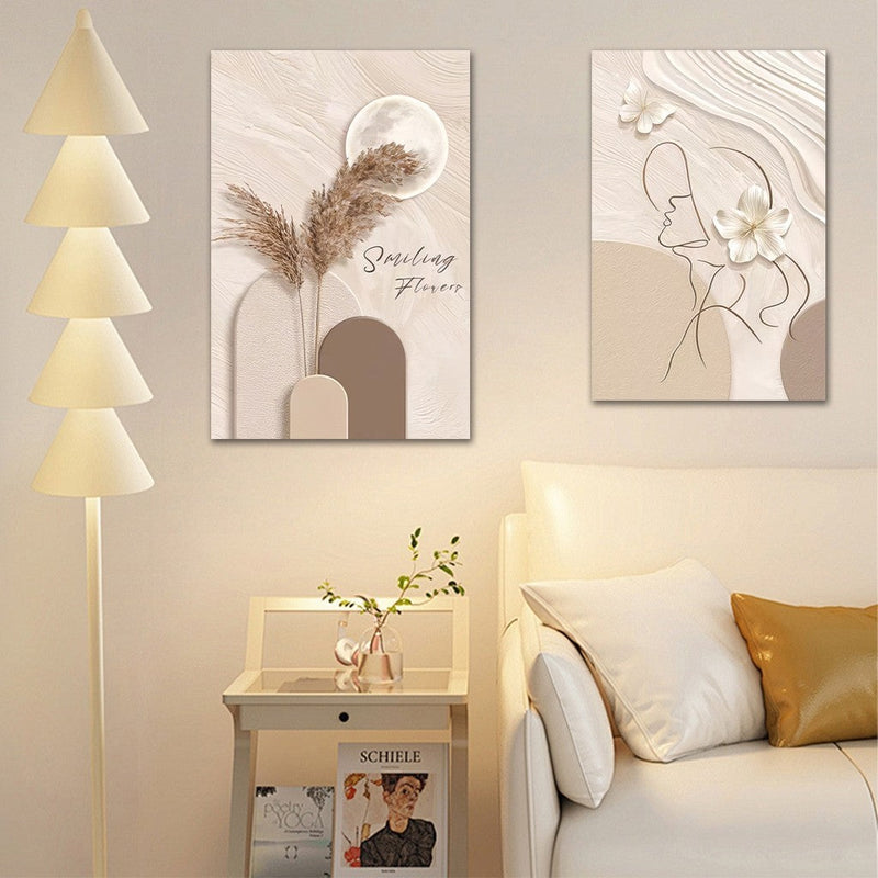 3 PIRASONG Minimalistang Rose Flower Wall Art Leaf Painting Luxury Living Room Decor Painting Dekorasyon sa Dingding