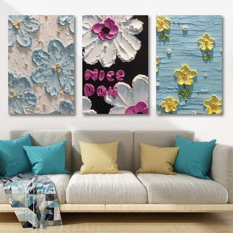 Wall Decoration 3PCS Minimalist Rose Flower Wall Art Painting Luxury Living Room Decor Painting