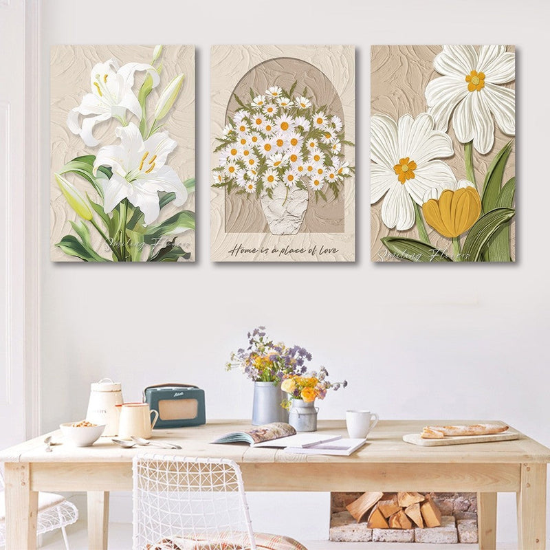 Wall Decoration 3PCS Minimalist Rose Flower Wall Art Painting Luxury Living Room Decor Painting