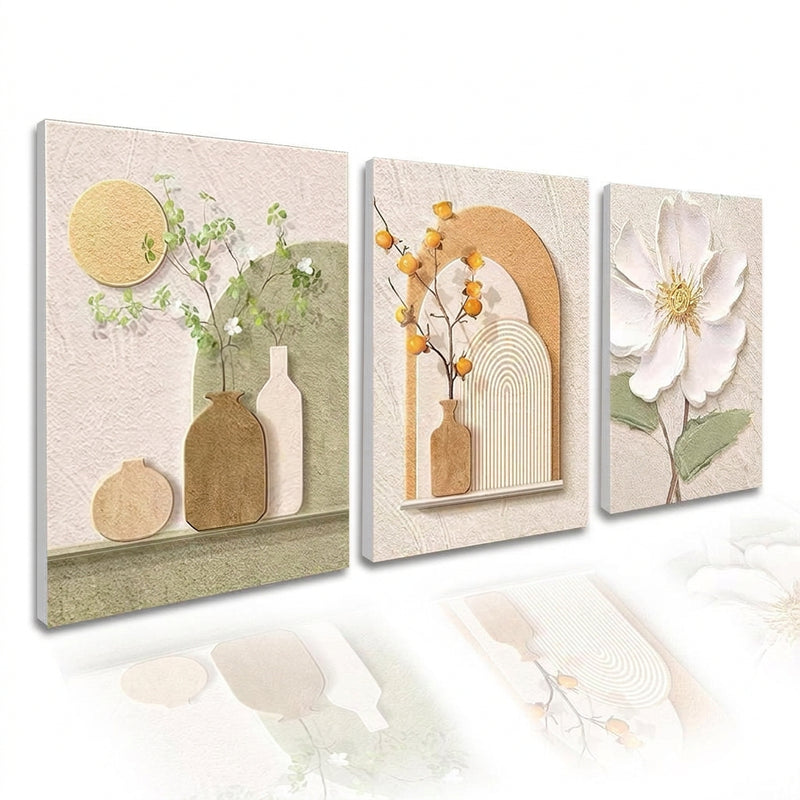 3PCS Bulaklak Art Simpleng INS Style Dekorasyon sa Dingding Painting Walang Frame Palamuti Artistic
