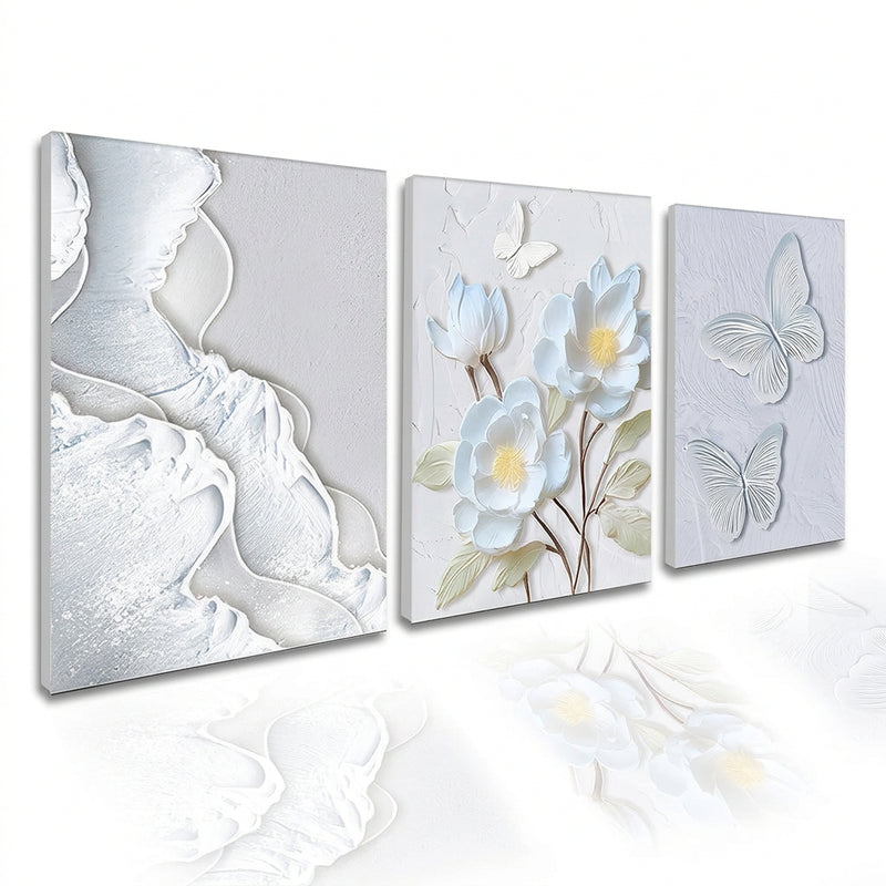3 pirasong Nordic Minimalist Flower Frame Wall Decor Palamuti sa Dingding ng Sala Printing Decoration