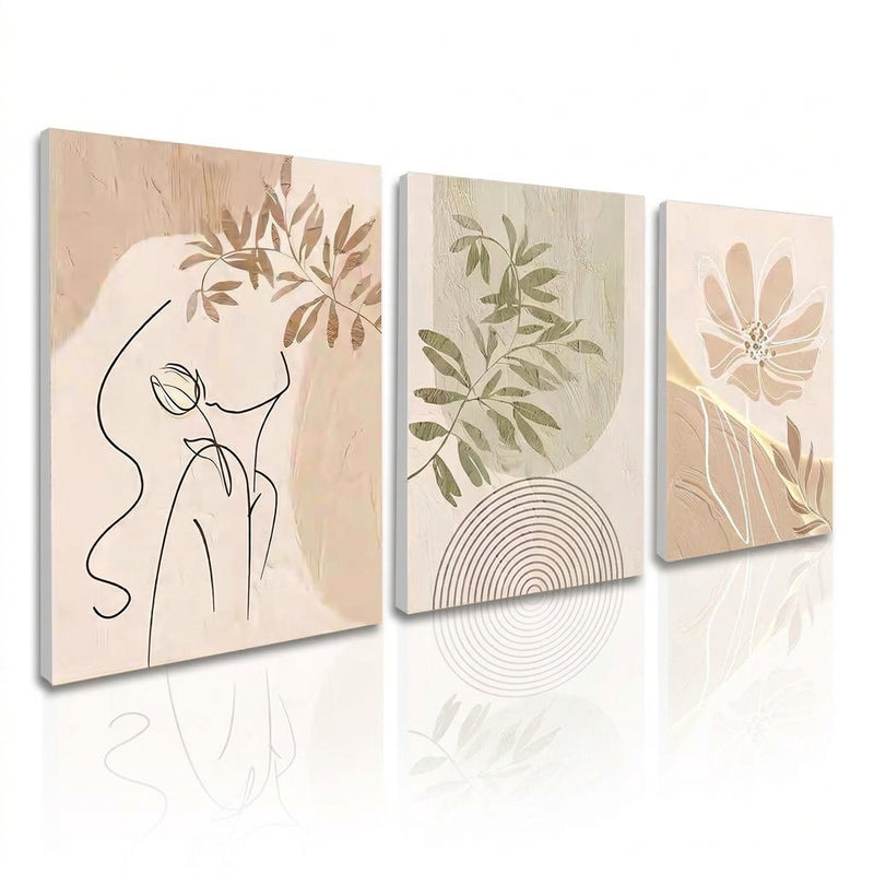 3PCS Bulaklak Art Simpleng INS Style Dekorasyon sa Dingding Painting Walang Frame Palamuti Artistic