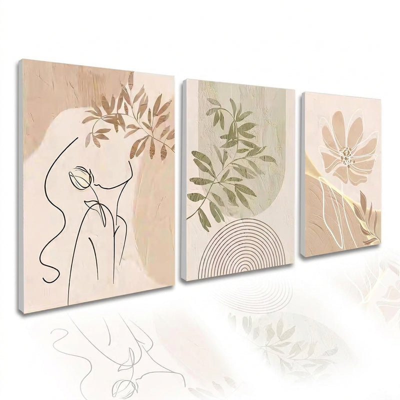 3PCS Bulaklak na Sining Simpleng INS Dekorasyon sa Pader Pintura Walang Frame na Palamuti Masining na Dekorasyon sa Pader