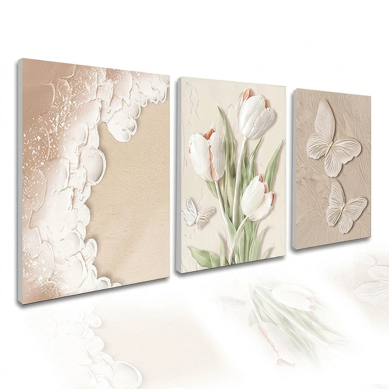 3 pirasong Nordic Minimalist Flower Frame Wall Decor Palamuti sa Dingding ng Sala Printing Decoration
