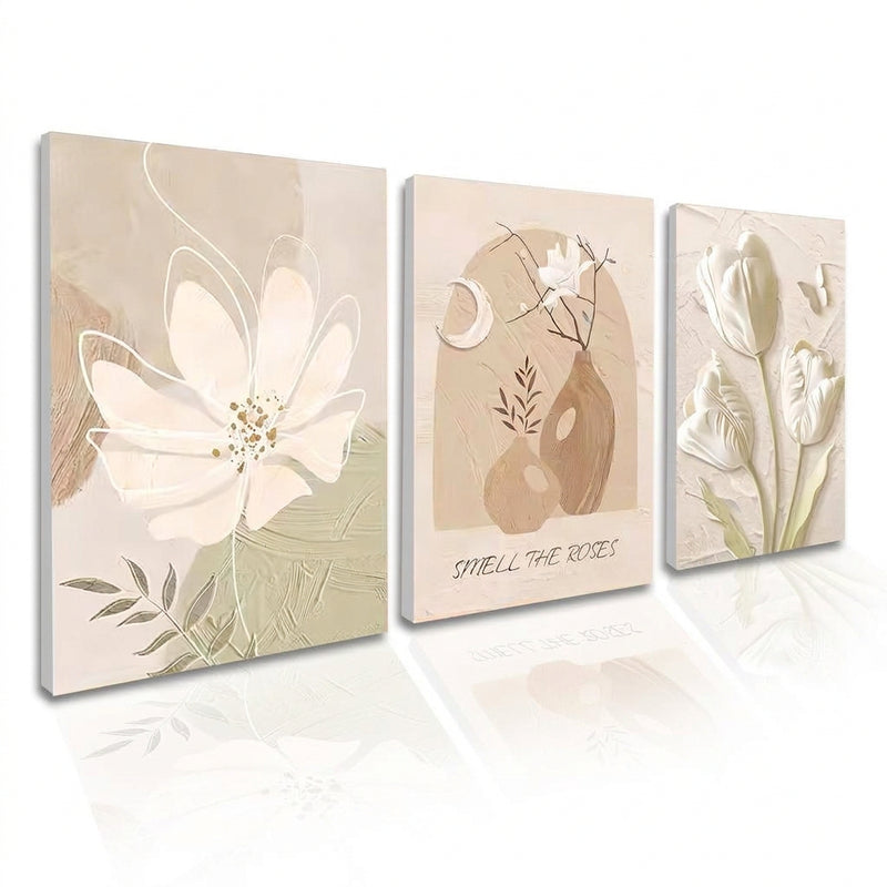 3PCS Bulaklak Art Simpleng INS Style Dekorasyon sa Dingding Painting Walang Frame Palamuti Artistic