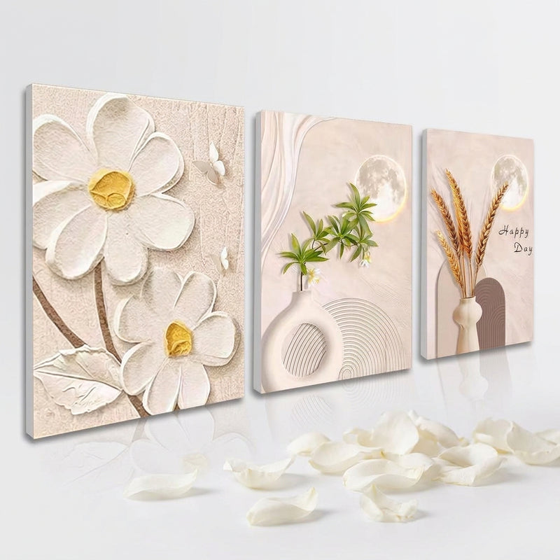 3PCS Bulaklak na Sining Simpleng INS Dekorasyon sa Pader Pintura Walang Frame na Palamuti Masining na Dekorasyon sa Pader