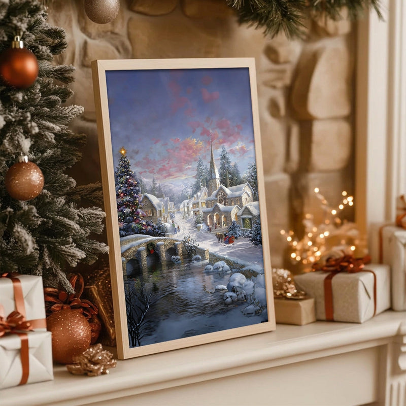 3-Pcs Christmas Frame Wall Art Decoration Nordic Wall Art Pictures para sa Dekorasyon ng Living Room