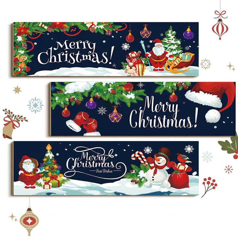 Christmas Sign Happy New Year Wall Decor Design Wooden Banner Wall Decoration Year Decorations
