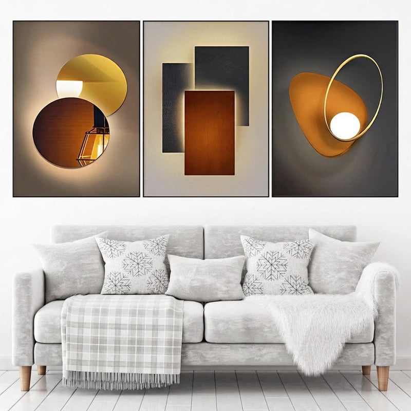 3 pcs Wall Art Decoration Set Abstract Design Minimalist Style Living Room & Bedroom Wall Decor