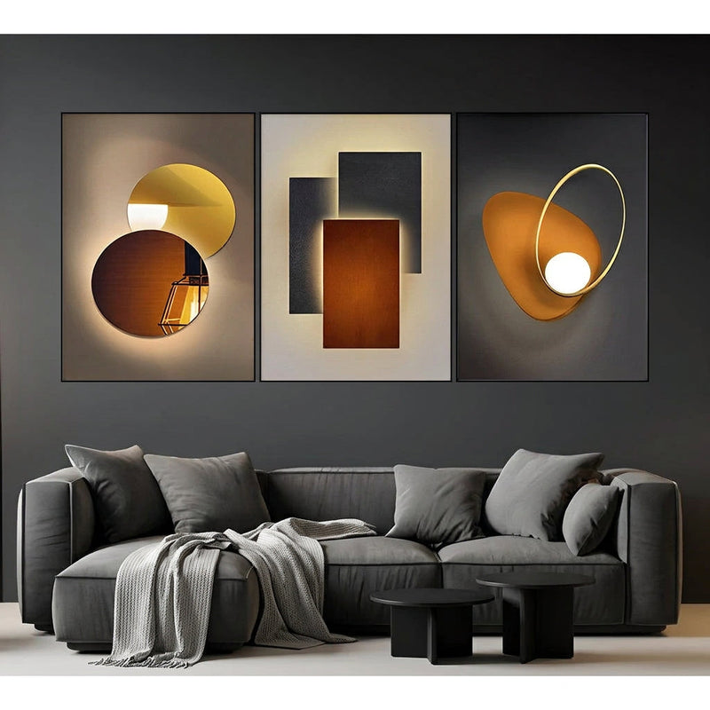 3 pcs Wall Art Decoration Set Abstract Design Minimalist Style Living Room & Bedroom Wall Decor