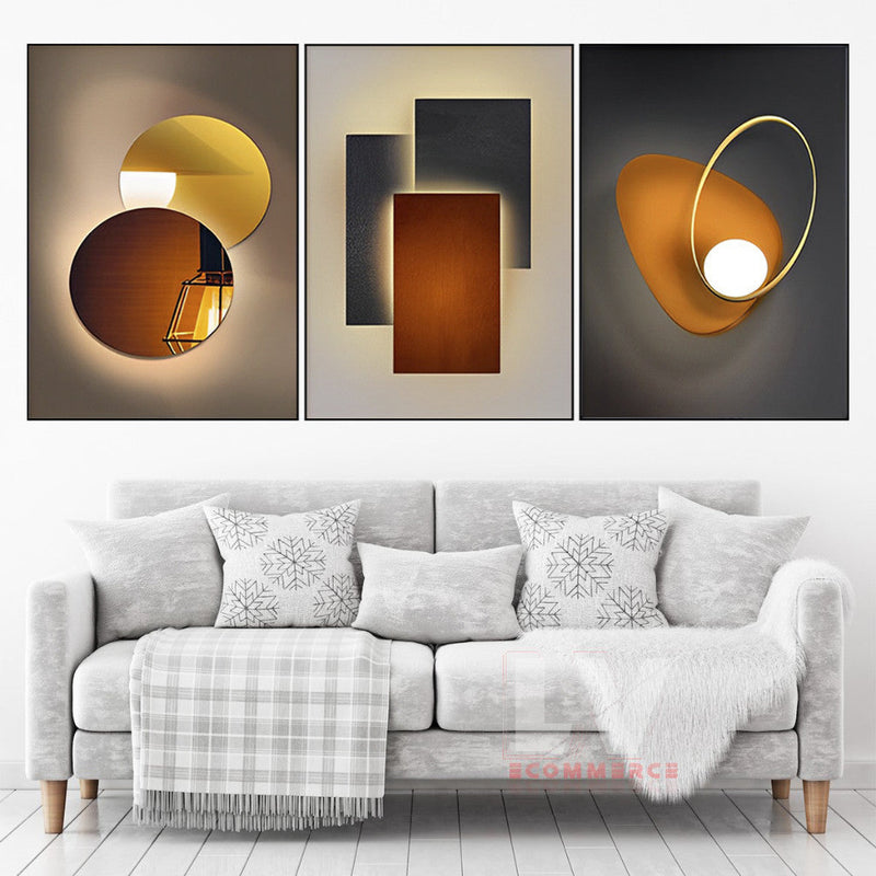 3 pcs Wall Art Decoration Set Abstract Design Minimalist Style Living Room & Bedroom Wall Decor