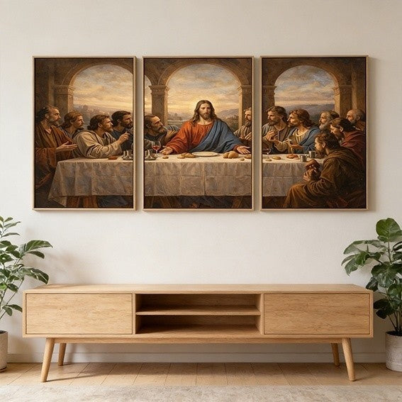 3pcs Wall Decoration Ang Huling Hapunan Lumang Europeo Pintura 12 Apostol Simbahan