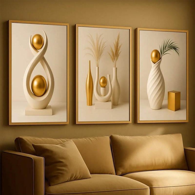 3 pirasong Dekorasyon sa Dingding na Minimalistang Plorera na may Floral na Disenyo, Iba't ibang Estilo para sa Aesthetic na Art Display