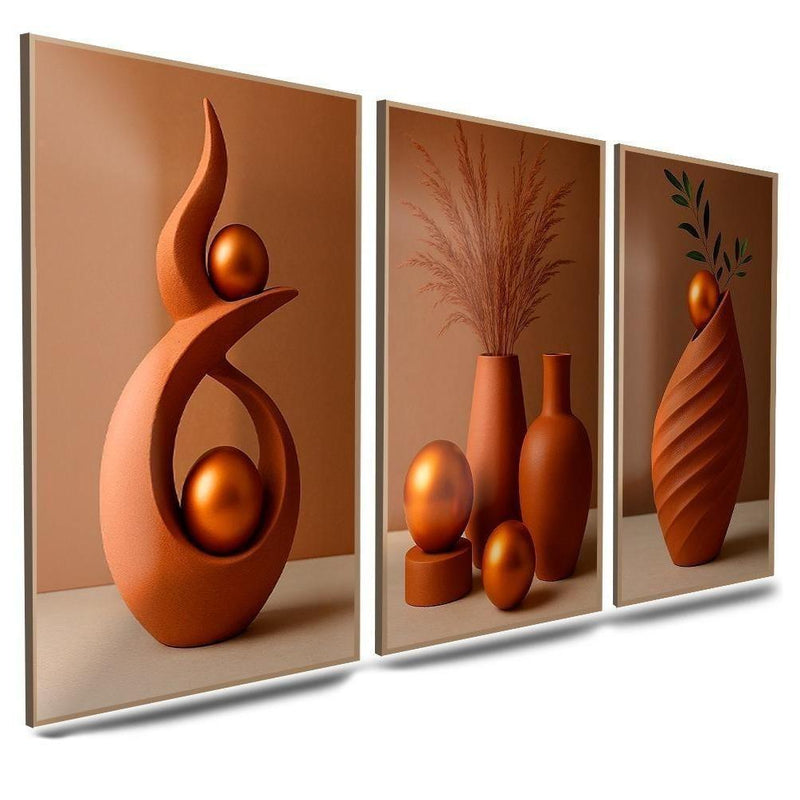 3 pirasong Dekorasyon sa Dingding na Minimalistang Plorera na may Floral na Disenyo, Iba't ibang Estilo para sa Aesthetic na Art Display