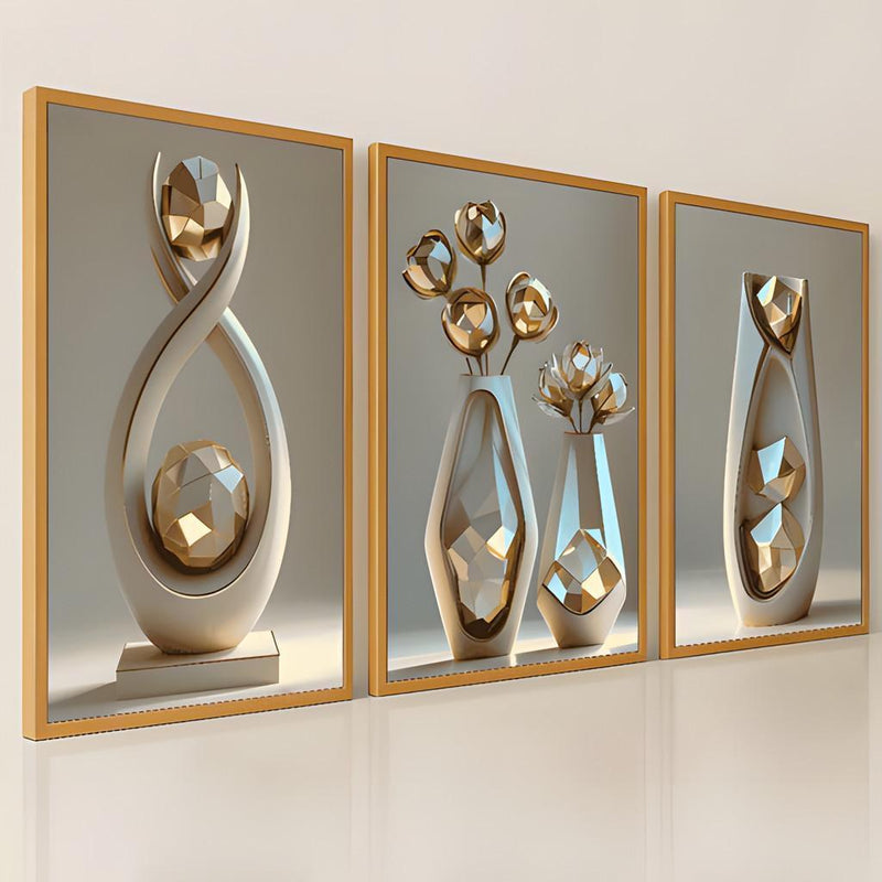 3 pirasong Dekorasyon sa Dingding na Minimalistang Plorera na may Floral na Disenyo, Iba't ibang Estilo para sa Aesthetic na Art Display