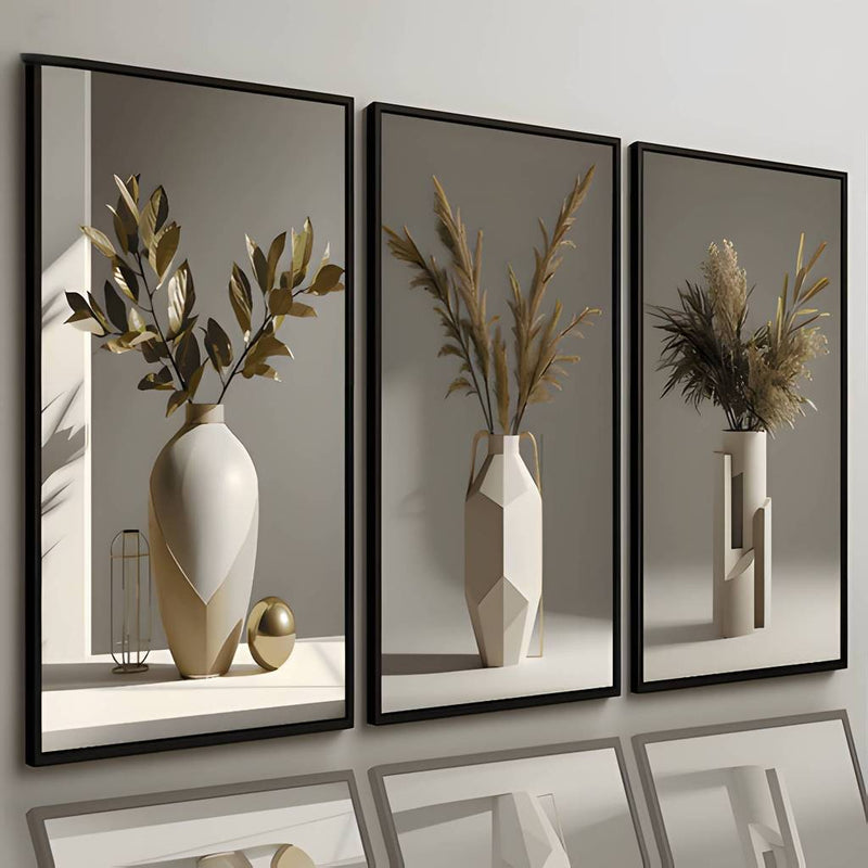 3 pirasong Aesthetic Minimalist Wall Decor Floral Art para sa Living Room Team Kahoy Home Decoration