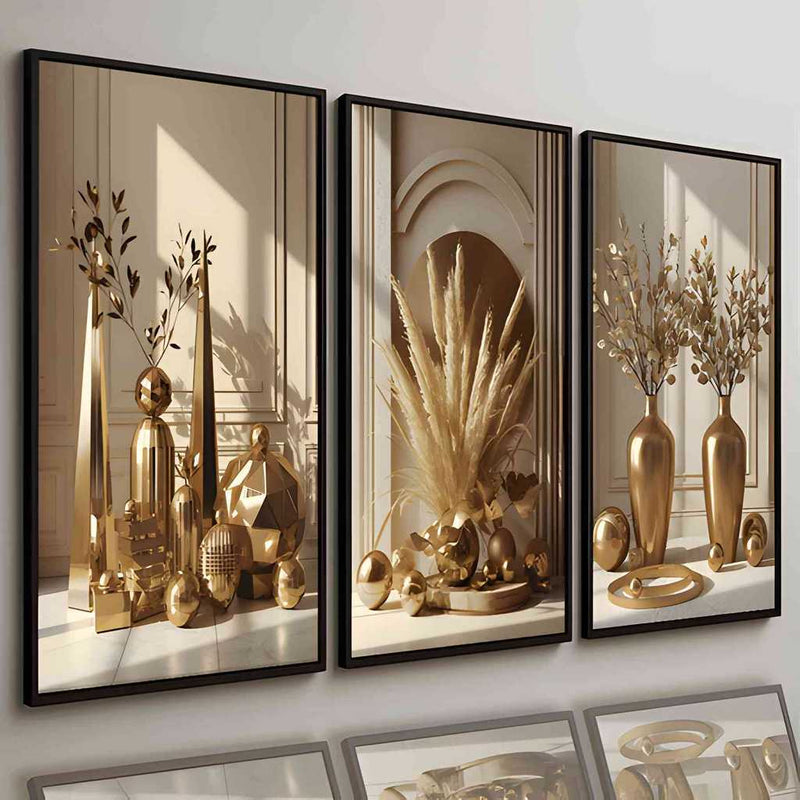 3 pirasong Aesthetic Minimalist Wall Decor Floral Art para sa Living Room Team Kahoy Home Decoration
