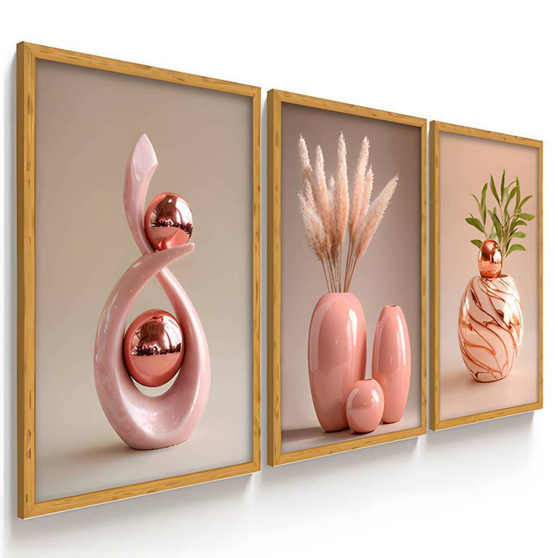 3 pirasong Aesthetic Minimalist Wall Decor Floral Art para sa Living Room Team Kahoy Home Decoration