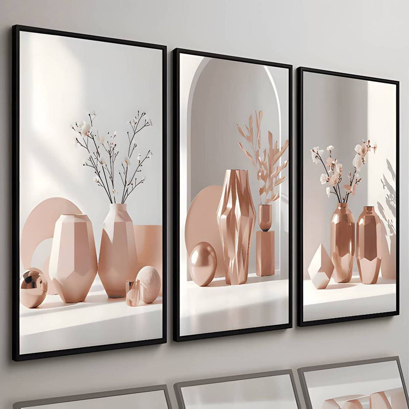 3 pirasong Aesthetic Minimalist Wall Decor Floral Art para sa Living Room Team Kahoy Home Decoration