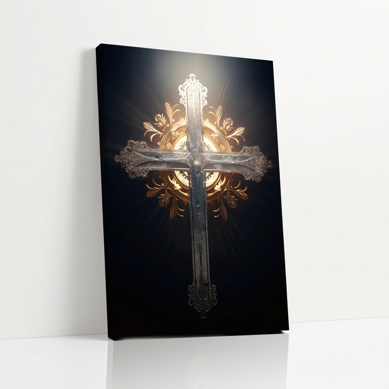 Marangyang Mural na Larawan ni Kristong Hesus, Naka-frame na Cross Wall Art, Modernong Dekorasyon sa Pader para sa Sala