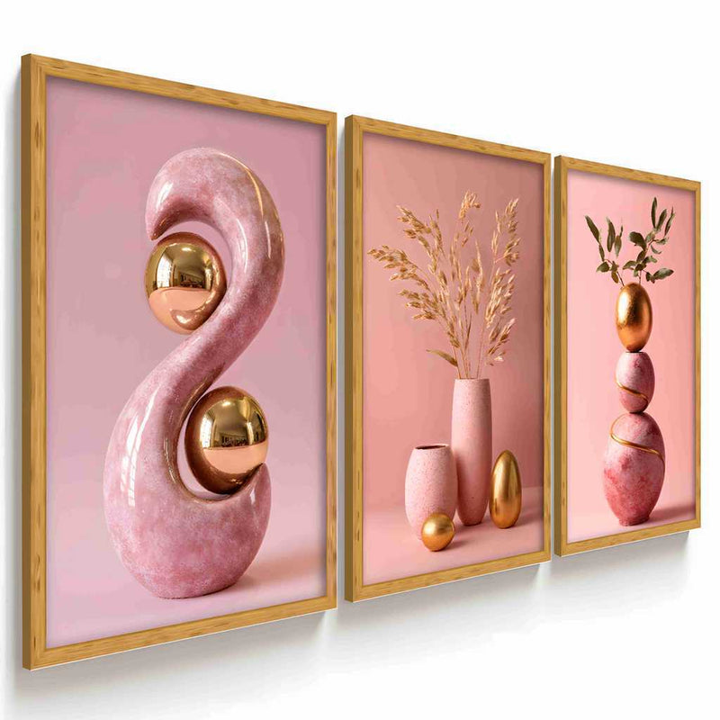 3 pirasong Aesthetic Minimalist Wall Decor Floral Art para sa Living Room Team Kahoy Home Decoration
