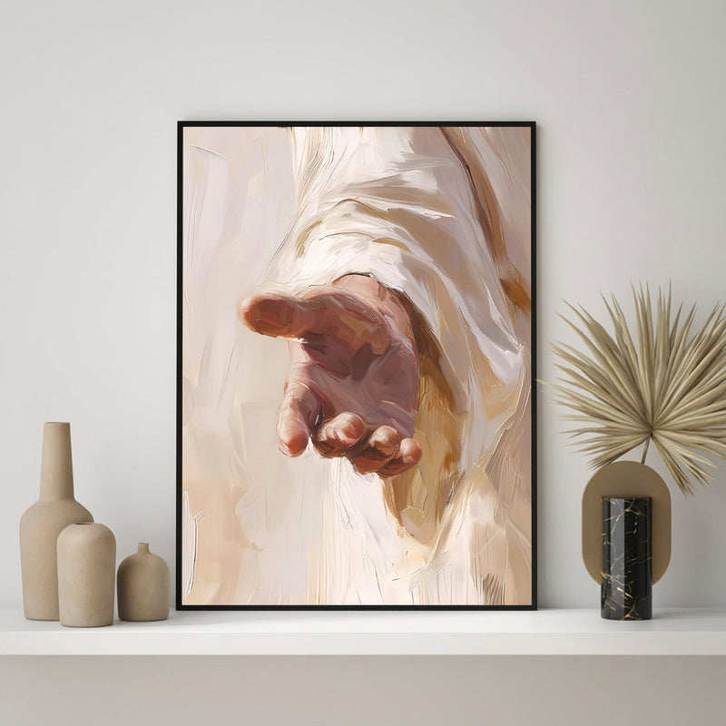 Marangyang Mural na Larawan ni Kristong Hesus, Naka-frame na Cross Wall Art, Modernong Dekorasyon sa Pader para sa Sala